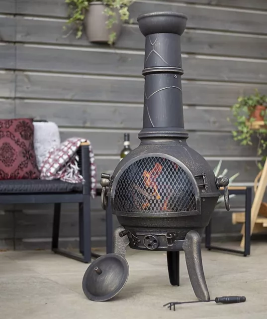 🔥La Hacienda Cuba Cast Iron & Steel Chiminea / Log Burner ✅ NEXT DAY DELIVERY