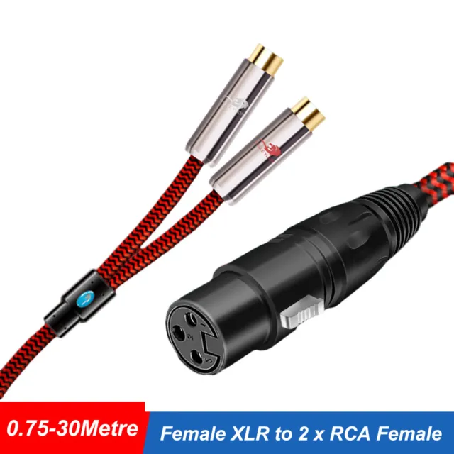 Chinch Cinch RCA Female auf 2x XLR Female Weiblich Adapter-Kabel 0.75 - 30Metres