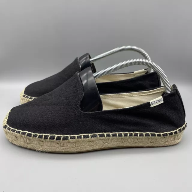 Soludos Shoes Women’s Size 9.5 Black Canvas Espadrille Flats Slip On Platform