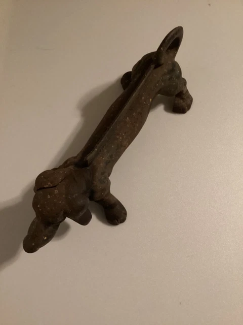 Vintage Cast Iron Dachshund Wiener Dog Boot Shoe Scraper Door Stop Statue