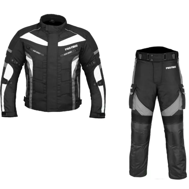 Men 2 Piece Motorbike Suit Waterproof Textile Armoured Motorcycle Jacket Trouser
