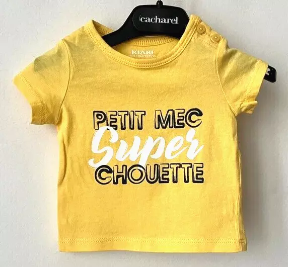 T-shirt Bébé Garçon 1 Mois Petit Mec Super Chouette NEUF Organic Coton !
