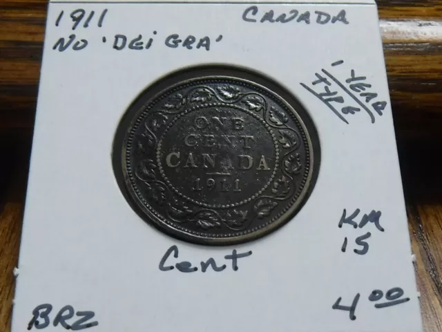 1911 Canada Large Cent - KM# 15 - Nice bronze coin - "Godless"