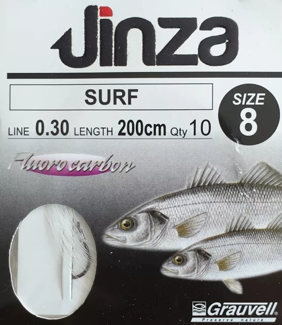 Grauvell Jinza Hameçon à palette N°8 monté Fluorocarbone en 30/100 longueur 2M