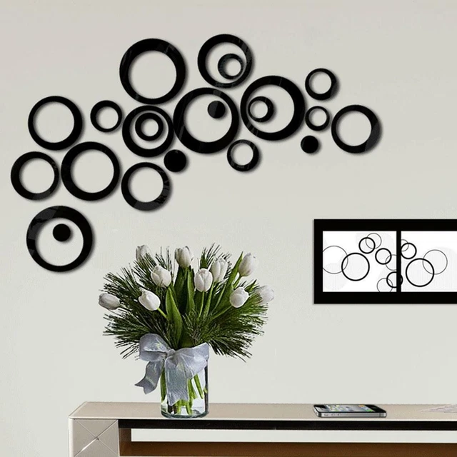 3D Circle Mirror Wall-Sticker Amovible Decal Acrylique Art Mural Home Decor