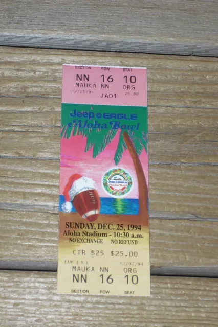 1994 Aloha Bowl - Kansas State Wildcats Vs Boston College Eagles - Full Ticket