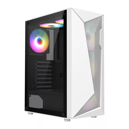 CiT Carisma, White, Mid Tower Chassis w/ Tempered Glass Window, 6x 120mm ARGB Fa