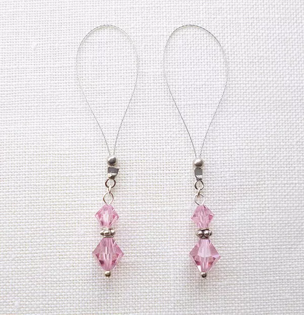 Faux piercing Bijoux Seins Argent Massif 925 Perle Cristal Australien Rose S41