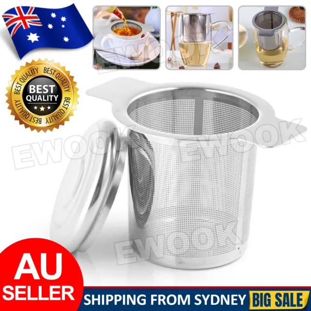 Tea Infuser with Lid Mesh Stainless Steel Metal Cup Strainer Loose Leaf Filter A
