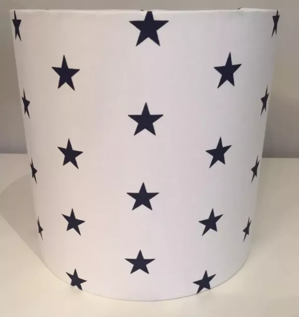 Handmade Lampshade White with navy  stars, ceiling or lamp, various sizes