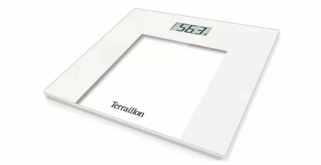 New Terraillion Slim Digital Bathroom Scales Glass & White Border Compact 150KG
