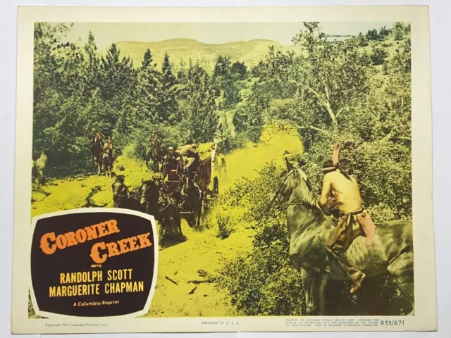 1953R Coroner Creek Lobby Card 11x14 Randolph Scott Marguerite Chapman