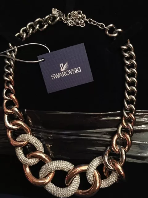 Swarovski Bound Large Necklace Rose Gold & Palladium Plated #5089276 New Box$399 3