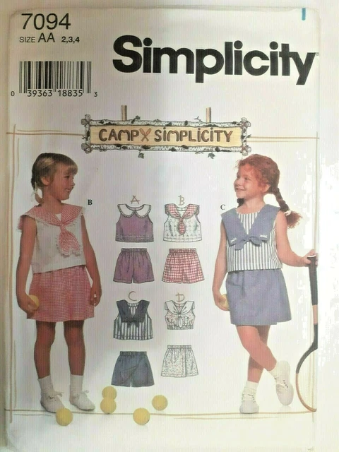 Pantaloncini Top Simplicity Cartamodello 7094 Ragazze Aa 2 3 4 UC Ff Camp Estate
