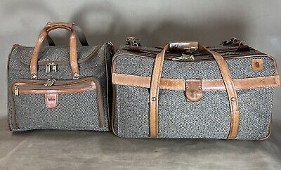 Vintage HARTMANN Tweed Belting Leather Set 21” 3 Compartment Duffle  & 15” Tote