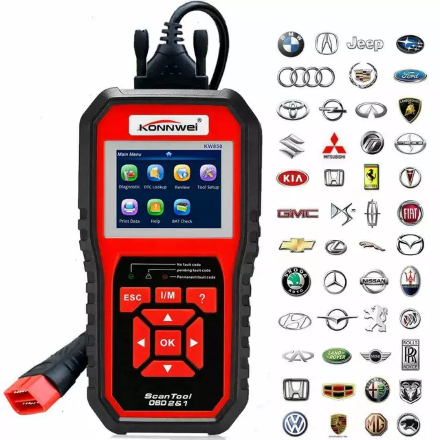 Tester OBD2 II scanner konwei kw850 lettore codice diagnostica centralina auto