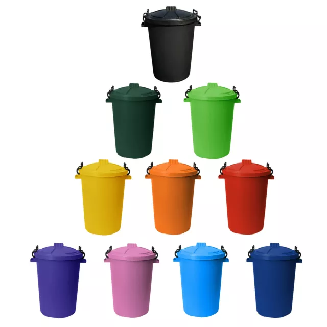 Plastic 50 Litres Coloured Bin Waste Dustbin Kitchen Garden Rubbish Recycle Bins