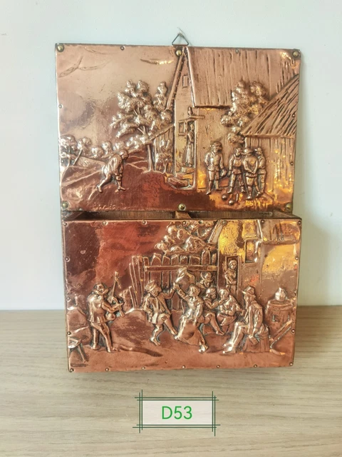 Porte-lettres Vintage Art Déco En Bois – 2 Compartiments, Marron, Range Courrier Ancien