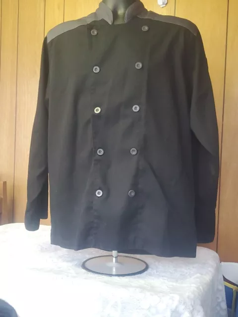 2 L coats Cook cool by Happy Chef blackw/ grey,button left or right long sleeve