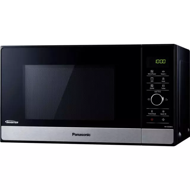 Panasonic NN-GD 38 H SGTG Mikrowelle Crisp&Steam Pfanne Edelstahl 1000 W Schwarz