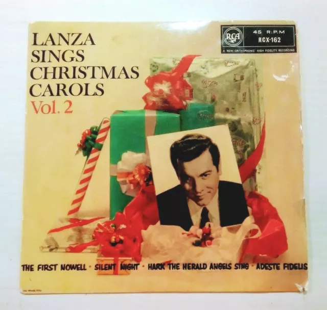 MARIO LANZA~ LANZA SINGS CHRISTMAS CAROLS Vol 2~ 7"Vinyl~EP~RCX-162~1959 (D197)
