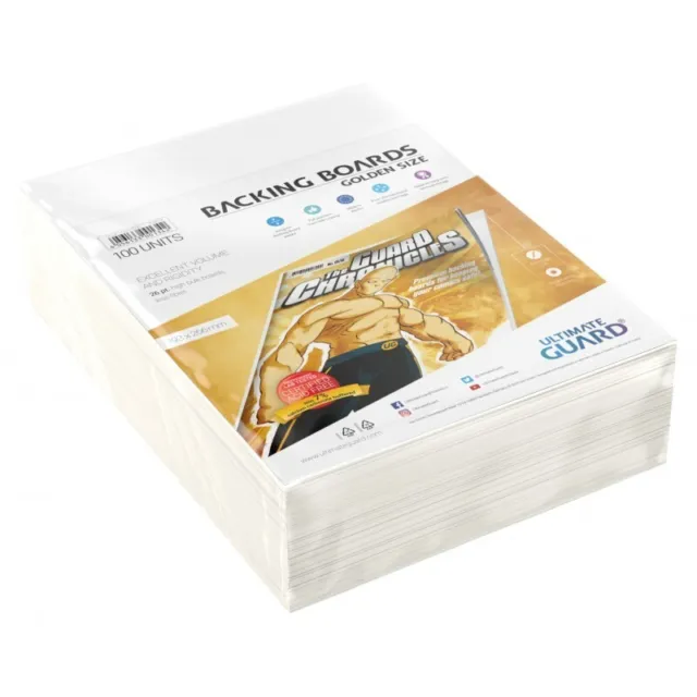 100 Ultimate Guard Golden Size Comic Backing Boards Rigid 26pt 193mm x 266mm