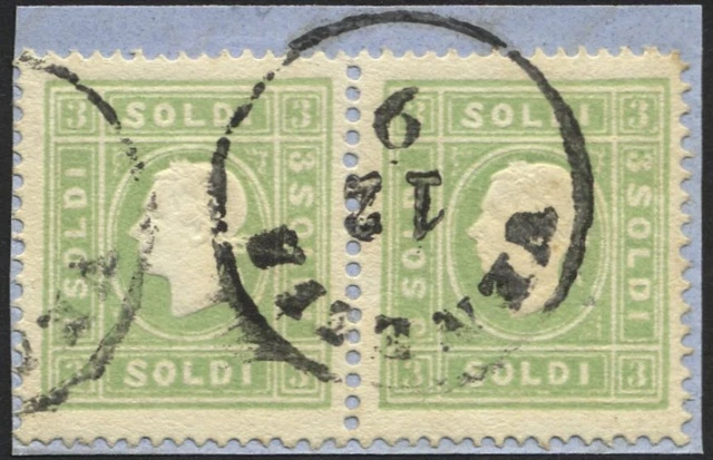 LOMBARDEI UND VENETIEN 8a Paar BrfStk, 1862, 3 So. grün im waagerechten Paar auf