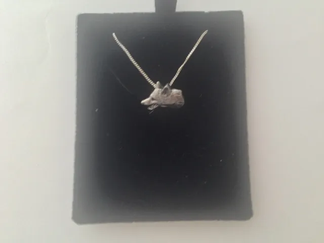 A11 Small Fox Head on a 925 sterling silver Necklace Handmade 16 inch chain