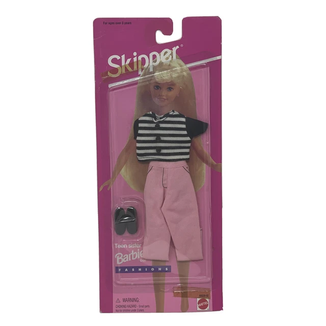 VTG Barbie Sister Skipper Clothes Teen Time Fashion Pink Jeans Striped Crop Top