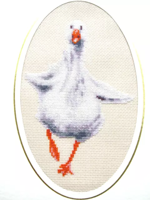 Duck -Hand Stitched Ex  Large Cross Stitch Card - SALE 2