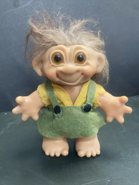 Vintage Troll Doll 1961 Green Felt Dress 60’s Troll Doll Retro Collectable PS17