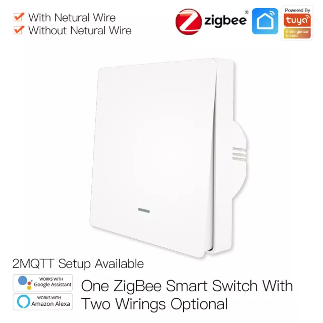 Tuya Zigbee Smart Light Switch Wall Push Button No Neutral Wire Voice Control