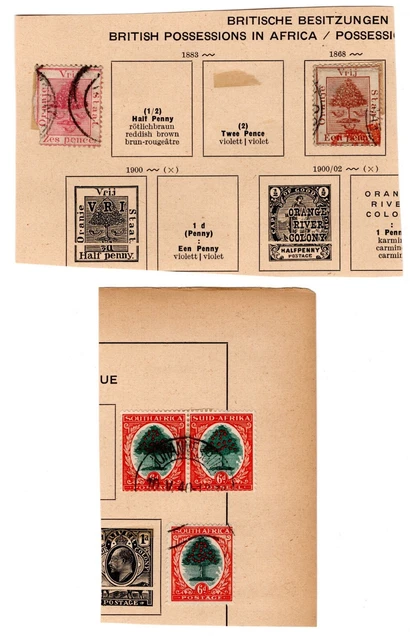 Stamp Collection- Orange River Colon & South Africa on album page remnants(C492)
