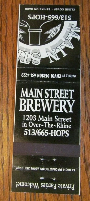 Main Street Brewery Brew Pub Matchbook Matchcover (Cincinnati, Ohio) -E1 2