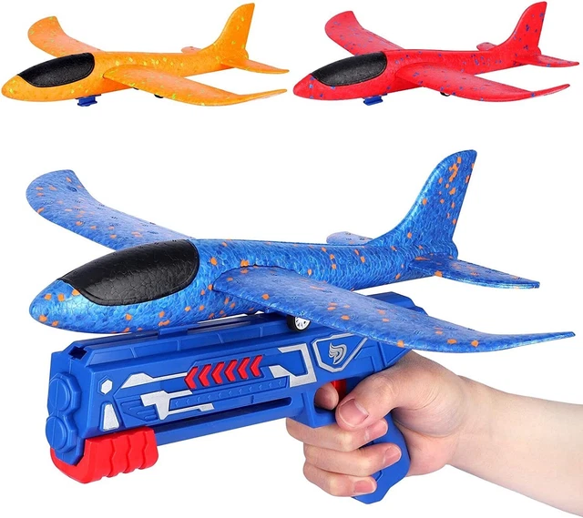 FLYING AIRPLANE GLIDER Toy Launcher Foam Plane Lighting Catapult Kids