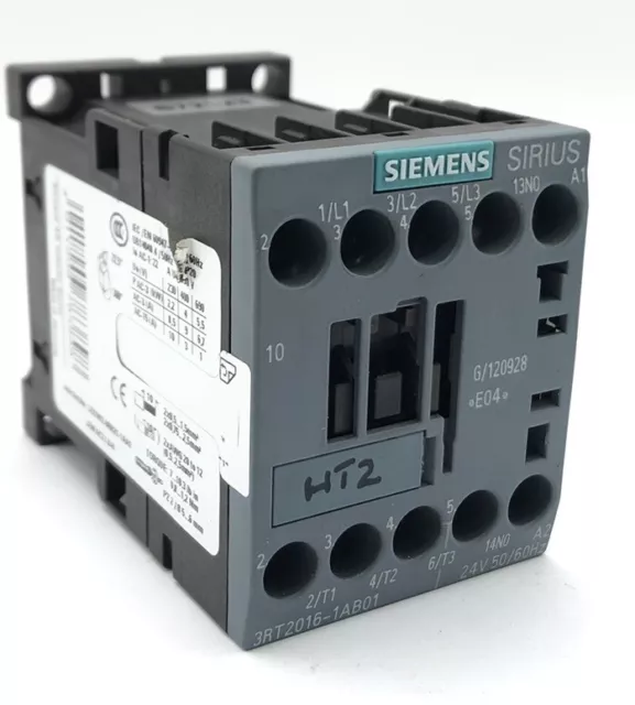 Siemens SIRIUS 3RT2016-1AB01 Contactor 4kW at 400v COIL: 24vA 50/60Hz