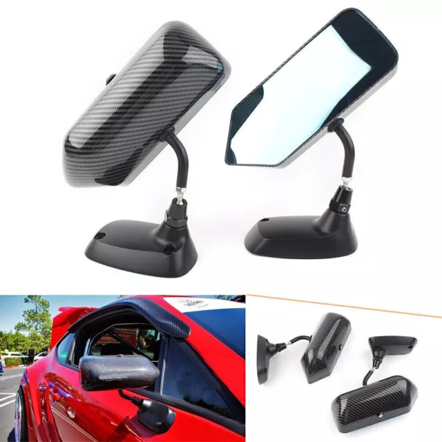 2x Car Racing Rearview Side Wing Mirrors Carbon Fiber Universal F1 Style