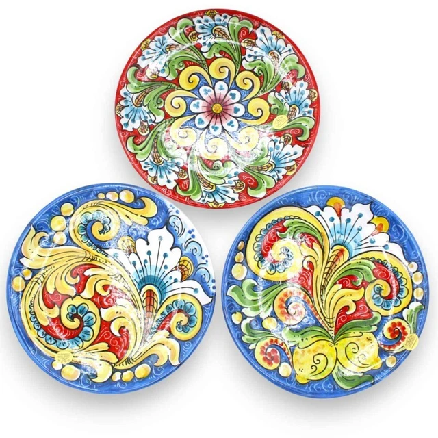 Piatto Ornamentale in ceramica Caltagirone, Ø 25 cm ca. (1pz) con tre opzioni de