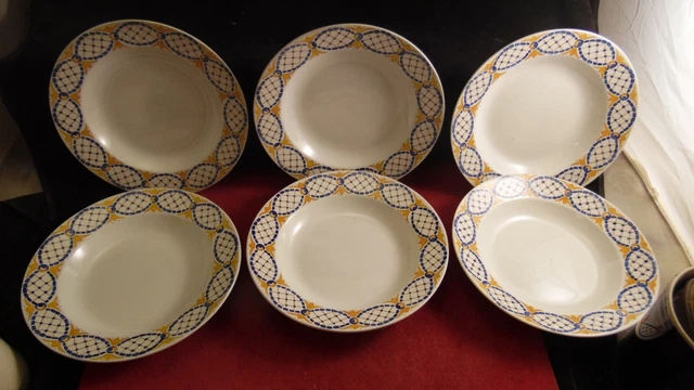 Service de 6 assiettes creuses en faience de Sarreguemines modèle William