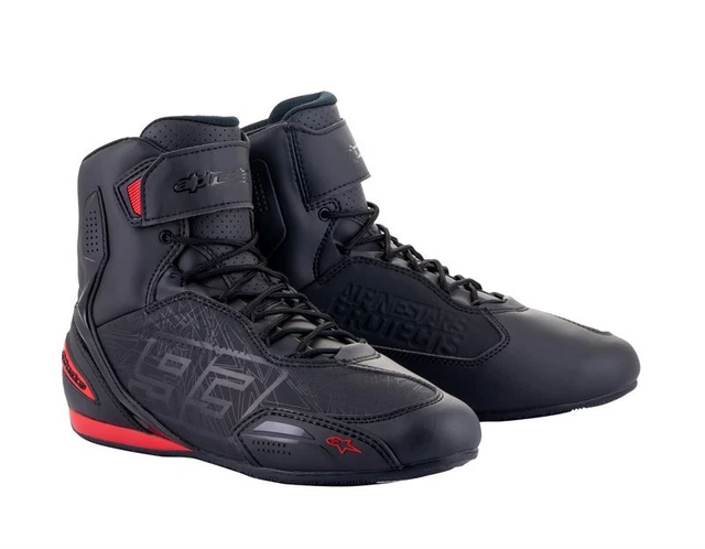 Alpinestars Austin Riding Shoes Noir Bright Rouge Botte - Nouveau! Livr.
