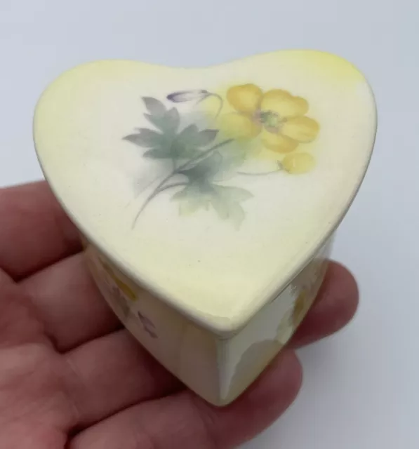 Royal Worcester Spode Palissy Trinket jewelry box Heart Shaped 2.5 in Floral