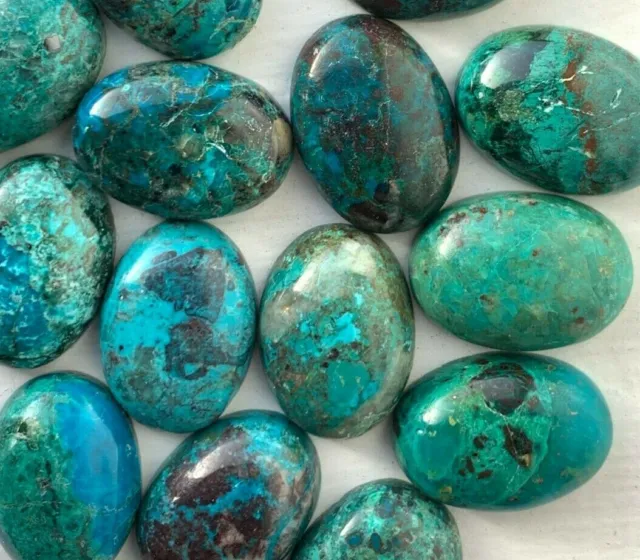 6 All Natural Chrysocolla Cabs - 18x13mm - Oval - Vintage Stock