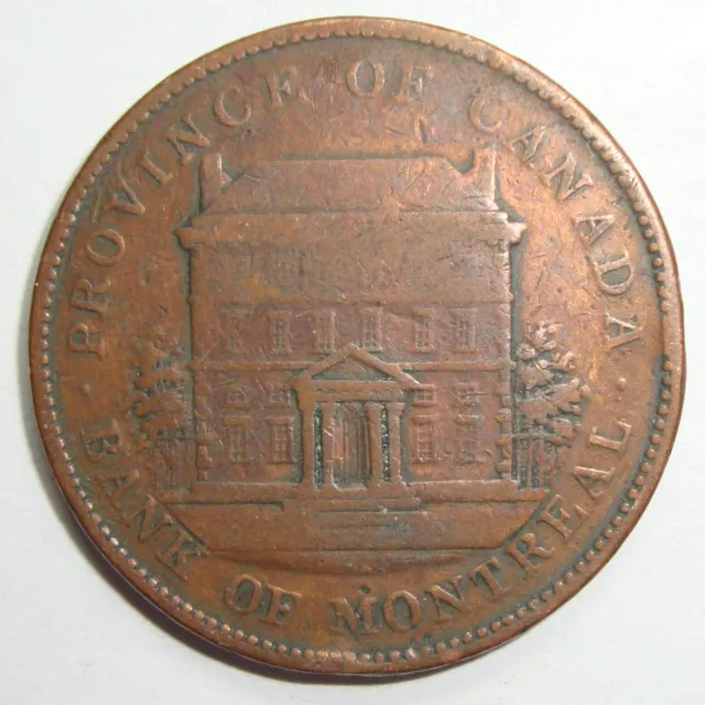 1842 Bank Of Montreal Canada One Penny Token Coin