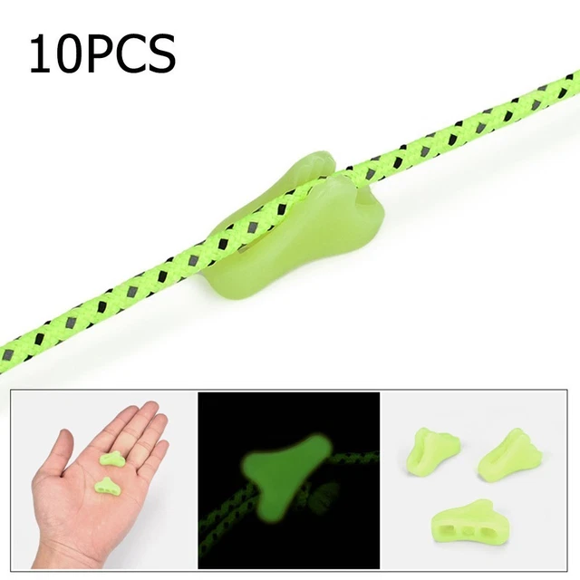 Unique Bargains Grande Tente Triangle Corde Régleur Cordon Boucle Tendeur Fluorescent Vert 10 Pack
