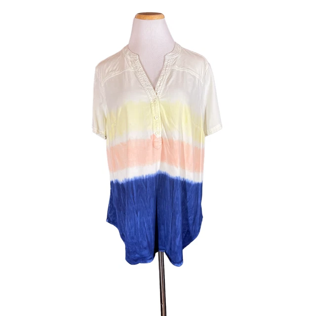TORRID Size 1 (Plus Size 1X) Harper Short Sleeve Top Dip Dye