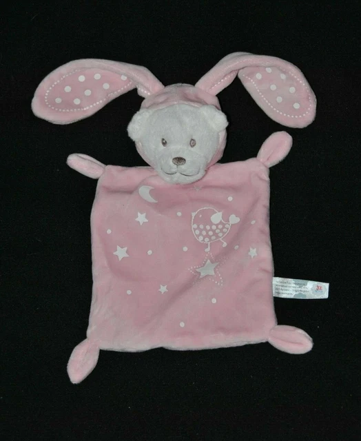 Doudou ours lapin plat rose NICOTOY étoile lune oiseau luminescent NEUF