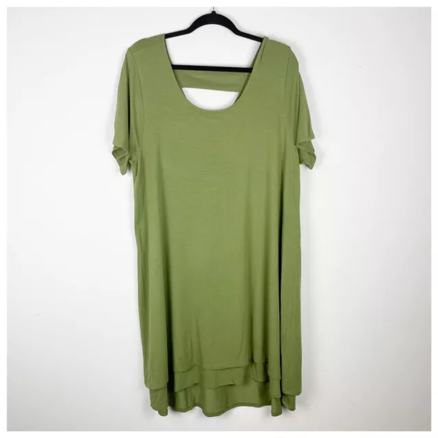 SOFT SURROUNDINGS PIMA Cotton Short Sleeve High-Low Dress Olive Green ...