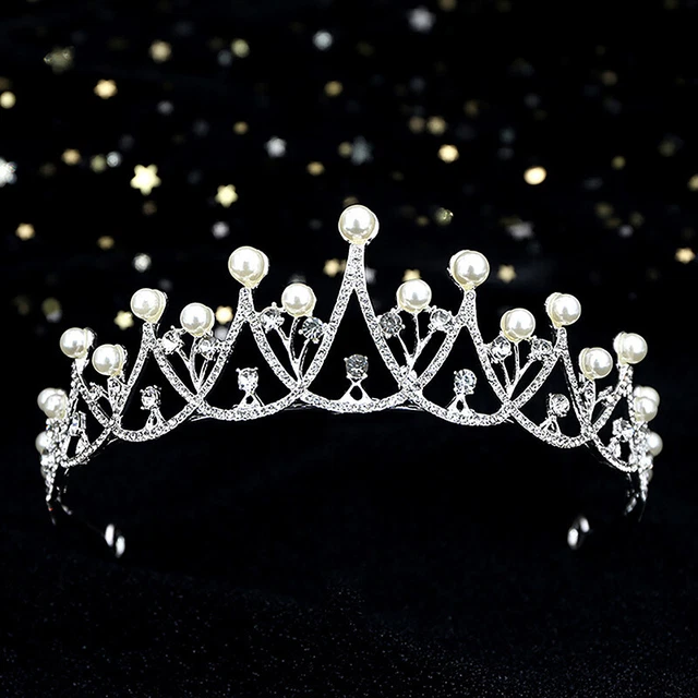 Fascia per capelli corona di perla simulata cristallo sposa strass accessorio capelli BII