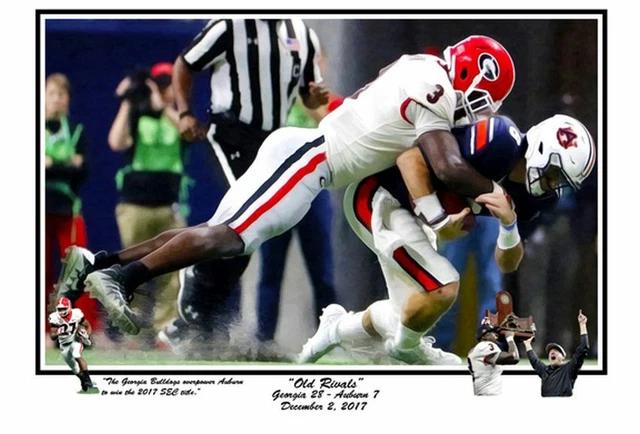 Georgia Football Bulldogs 2017 Sec Championship Old Rivals Vs Auburn L/E Print