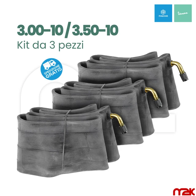 Kit 3 Camera D'aria Per Gomma Ruota 3.00.10 - 3.50.10 Piaggio Vespa Ruota Da 10"